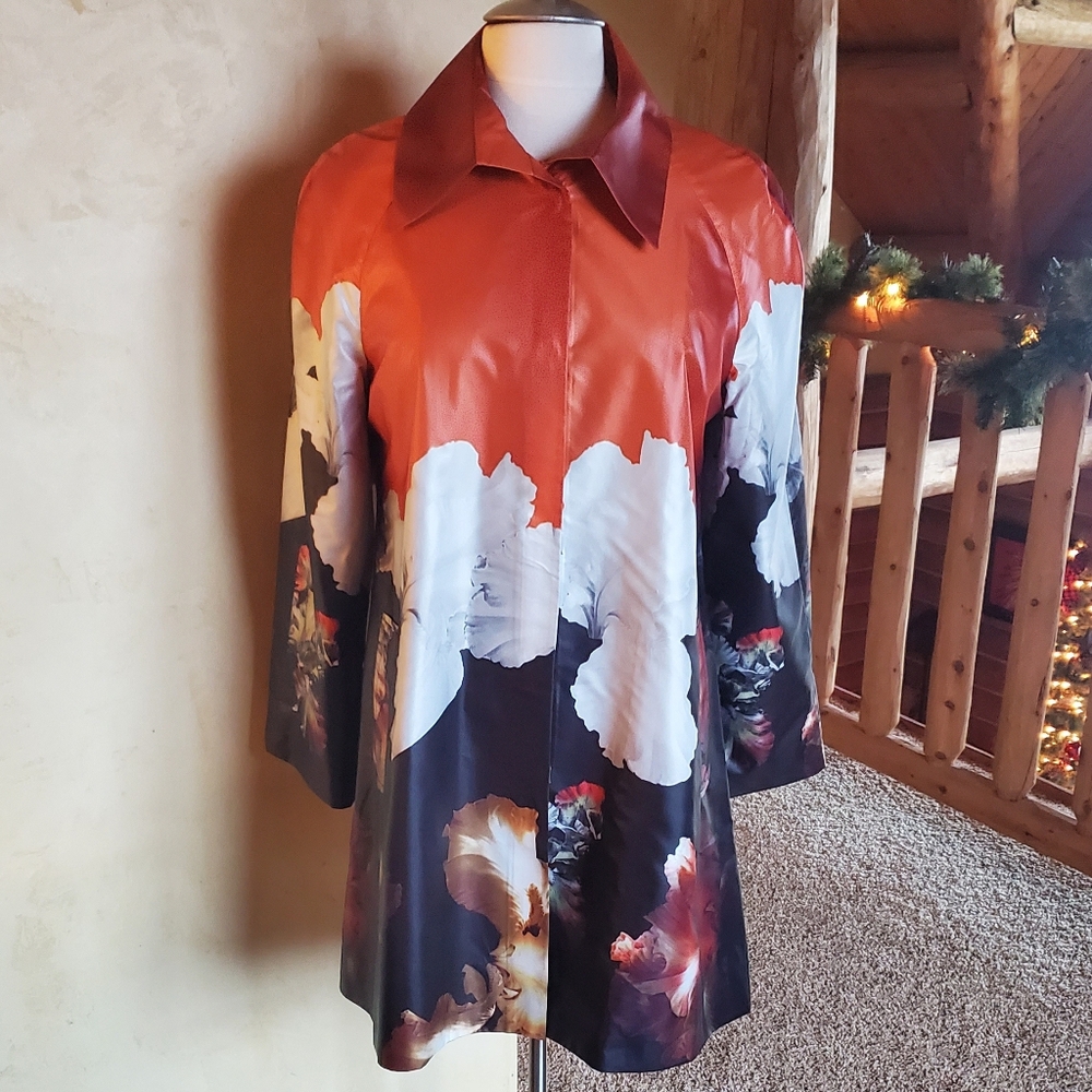 Angel Apparel Floral Polyester Trench Rain Coat